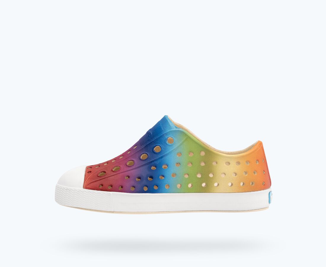 Native Shoes Jefferson Print Child - Bone White/ Shell White/ Rainbow Gradient