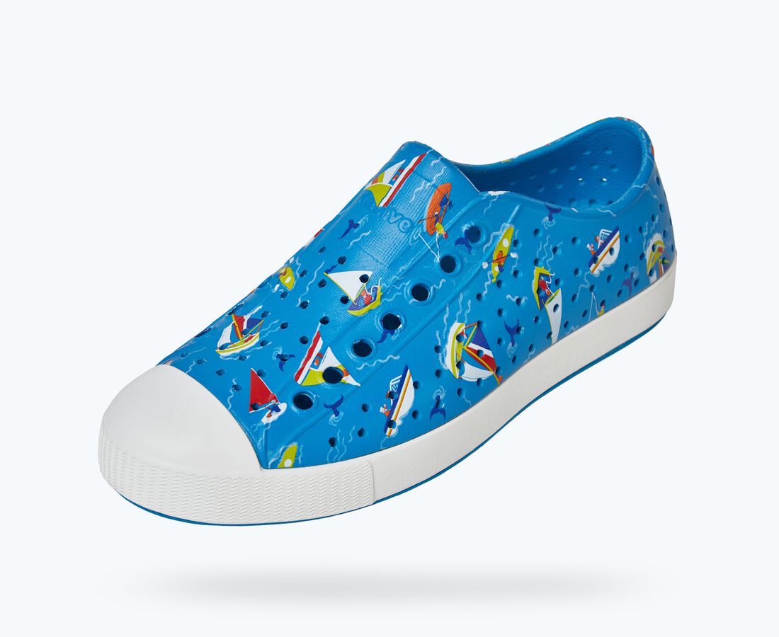 Native Shoes Men's Jefferson Print - Wave Blue/ Shell White/ Nantucket Sails