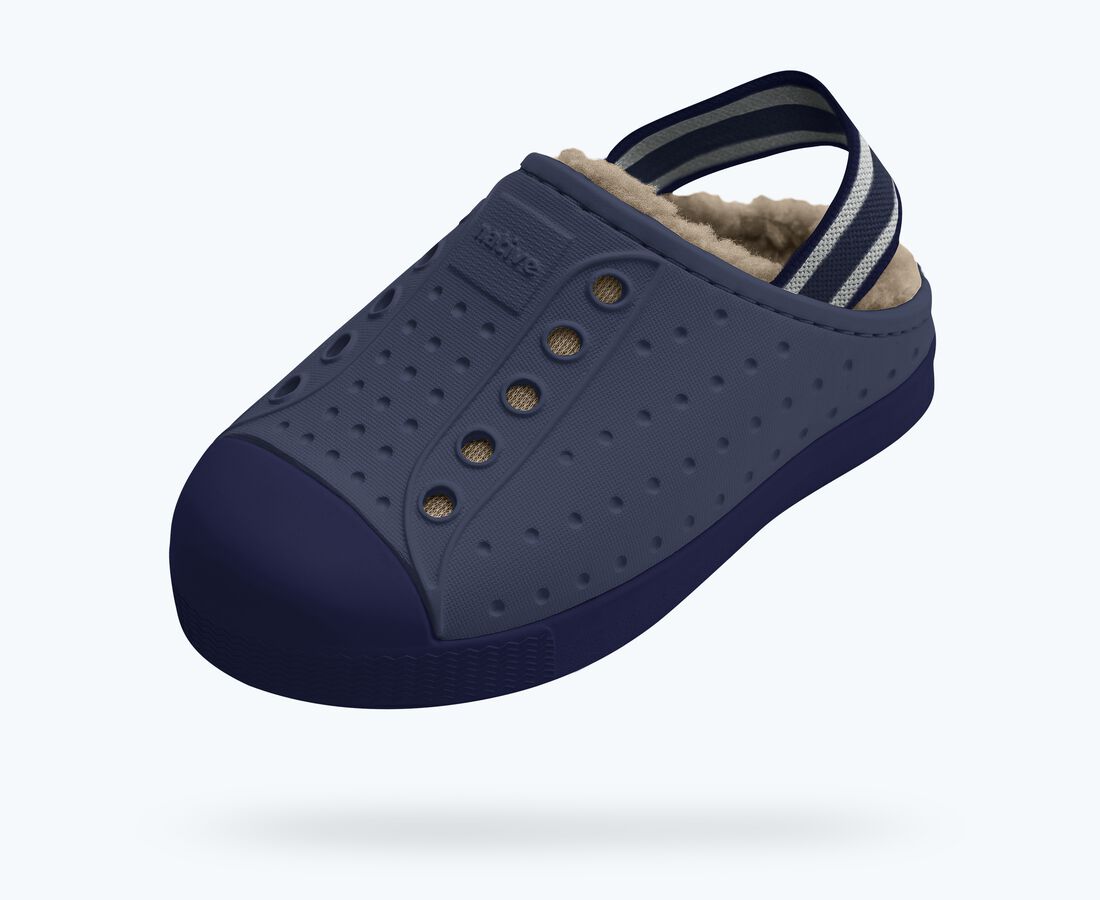 Native Shoes Jefferson Cozy Little Kids - Deep Sea Blue/ Regatta Blue/ Flax Tan