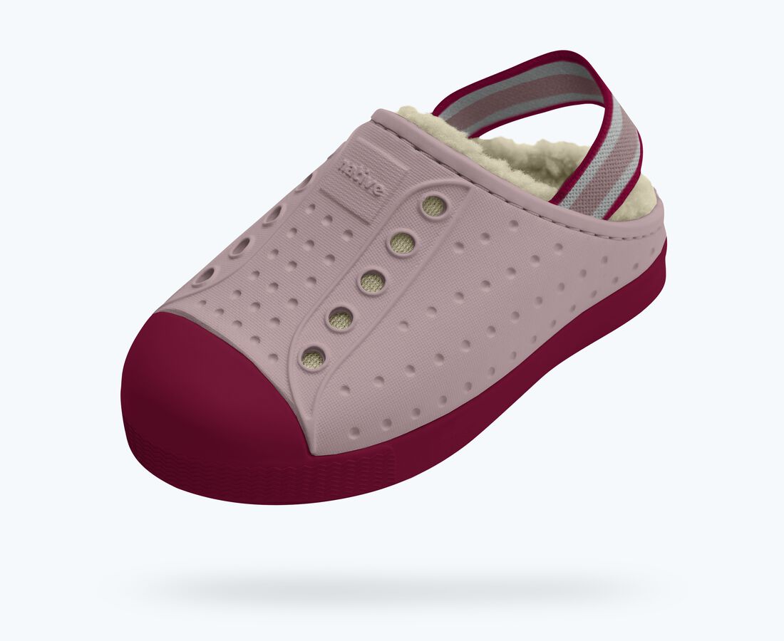 Native Shoes Jefferson Cozy Little Kids - Balos Pink/ Root Red/ Bone White