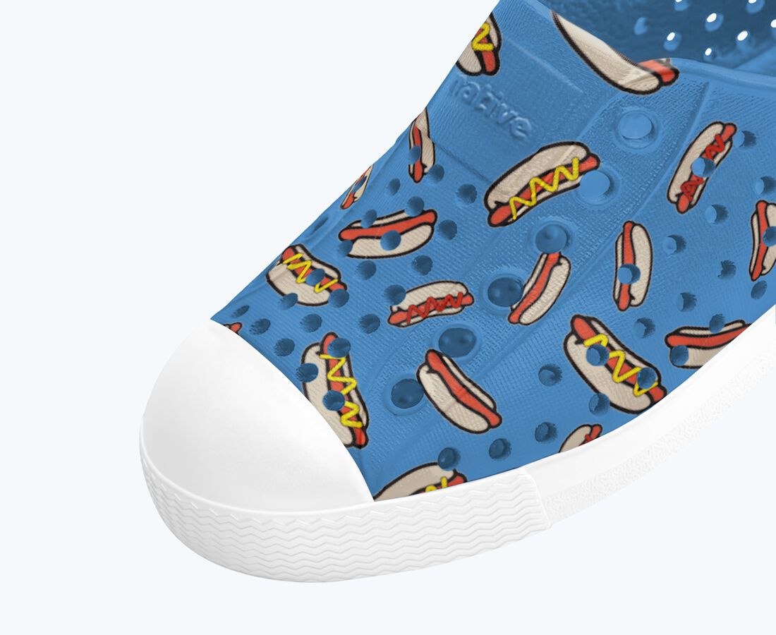 Native Shoes Jefferson Print Child - Resting Blue/ Shell White/ Hot Dogs