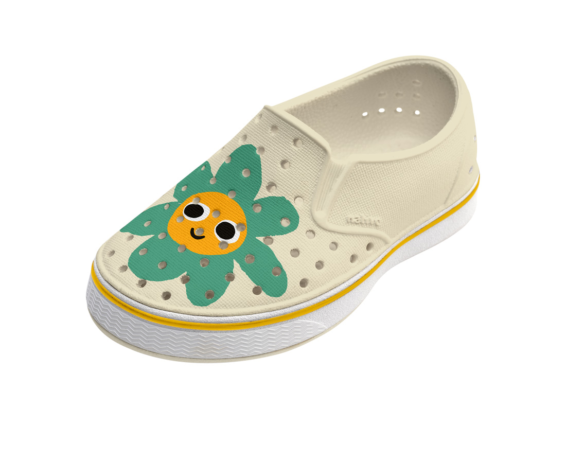 Native Shoes Miles Block Child - Bone White/ Shell White/ Happy Flower Block