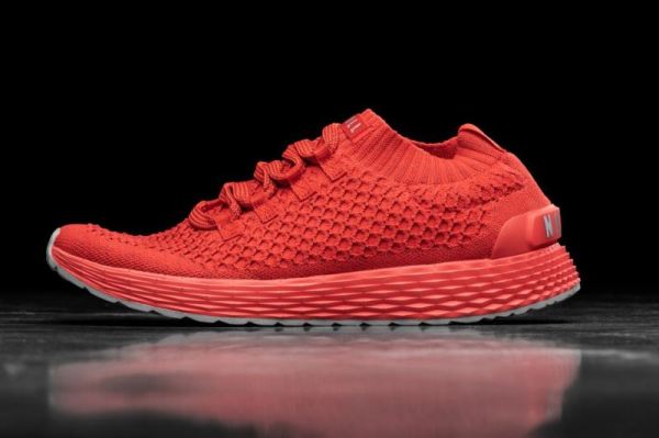 NOBULL WOMEN'S SHOES BRIGHT RED REFLECTIVE KNIT RUNNER