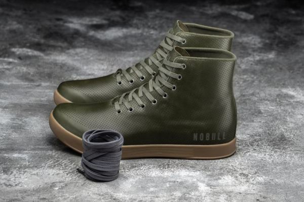 NOBULL MEN'S SHOES HIGH-TOP ARMY LEATHER TRAINER