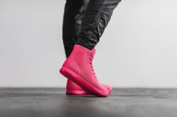 NOBULL MEN'S SHOES HIGH-TOP NEON PINK TRAINER