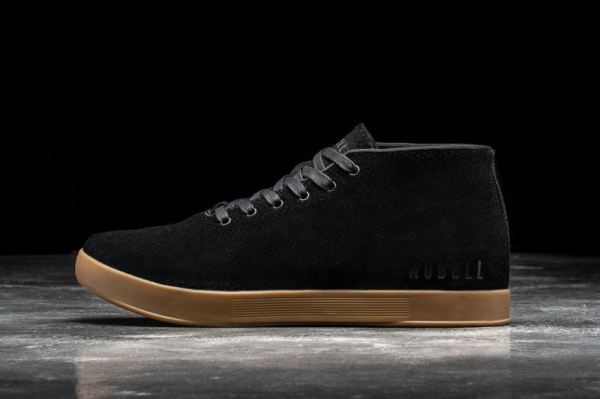 NOBULL MEN'S SHOES BLACK DARK GUM SUEDE MID TRAINER