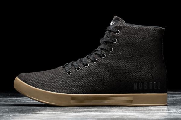 NOBULL WOMEN'S SHOES HIGH-TOP BLACK DARK GUM CANVAS TRAINER