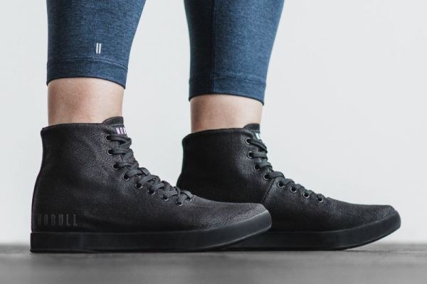 NOBULL WOMEN'S SHOES HIGH-TOP BLACK CANVAS TRAINER