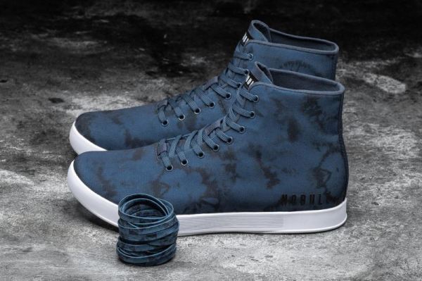 NOBULL WOMEN'S SHOES HIGH-TOP NAVY TIE-DYE CANVAS TRAINER