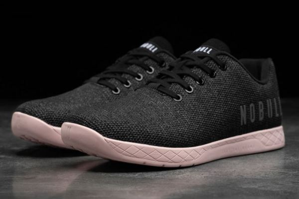 NOBULL WOMEN'S SHOES BLACK HEATHER DUSTY ROSE TRAINER