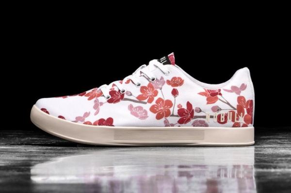 NOBULL WOMEN'S SHOES WHITE CHERRY BLOSSOM CANVAS TRAINER