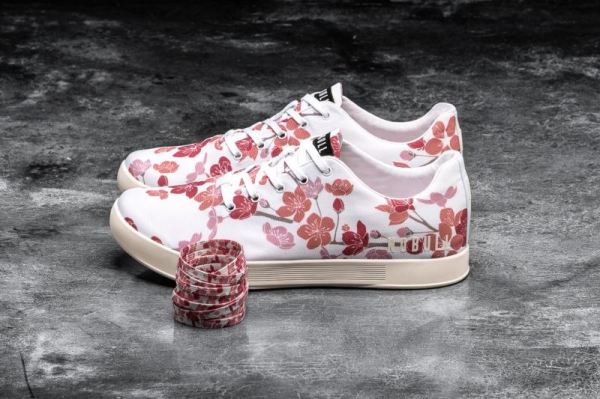 NOBULL WOMEN'S SHOES WHITE CHERRY BLOSSOM CANVAS TRAINER