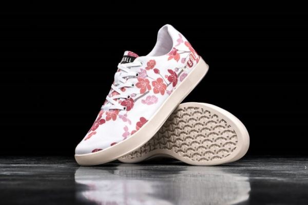 NOBULL WOMEN'S SHOES WHITE CHERRY BLOSSOM CANVAS TRAINER