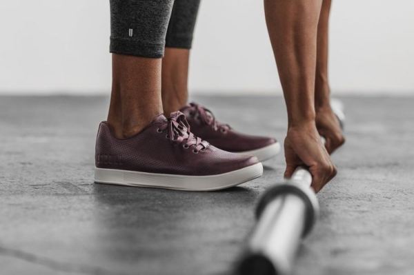 NOBULL WOMEN'S SHOES BURGUNDY LEATHER TRAINER