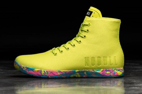 NOBULL WOMEN'S SHOES HIGH-TOP NEON YELLOW SWIRL TRAINER