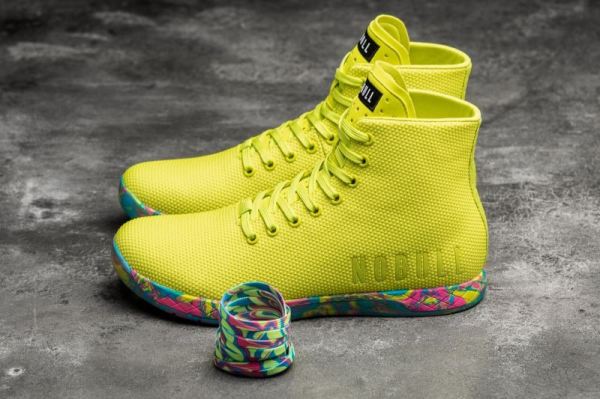 NOBULL WOMEN'S SHOES HIGH-TOP NEON YELLOW SWIRL TRAINER