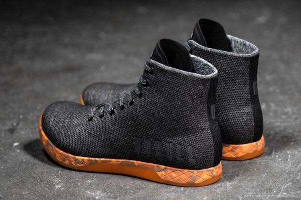 NOBULL WOMEN'S SHOES HIGH-TOP BLACK HEATHER ORANGE TRAINER