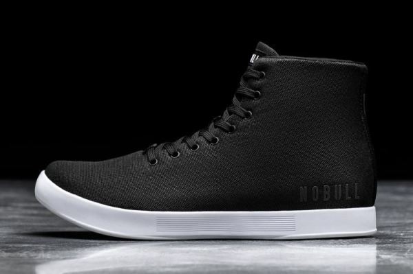 NOBULL WOMEN'S SHOES HIGH-TOP BLACK WHITE CANVAS TRAINER