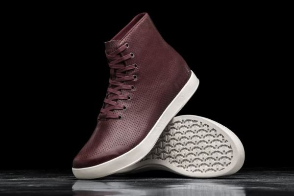 NOBULL MEN'S SHOES HIGH-TOP BURGUNDY LEATHER TRAINER