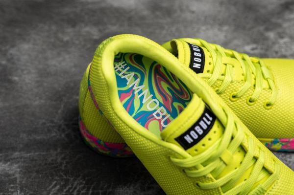 NOBULL WOMEN'S SHOES NEON YELLOW SWIRL TRAINER