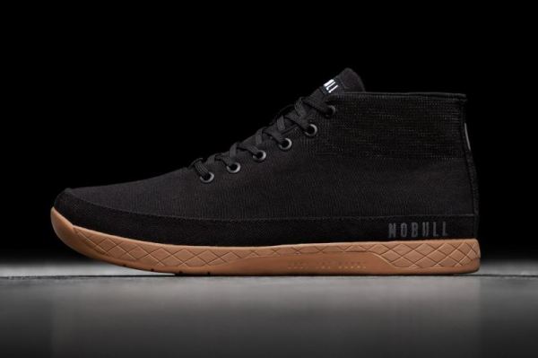 NOBULL MEN'S SHOES BLACK COFFEE CANVAS MID TRAINER