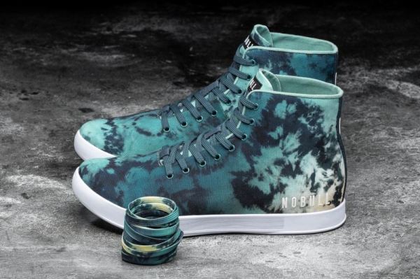 NOBULL MEN'S SHOES HIGH-TOP TEAL TIE-DYE CANVAS TRAINER