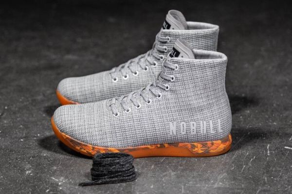 NOBULL WOMEN'S SHOES HIGH-TOP WHITE HEATHER ORANGE TRAINER