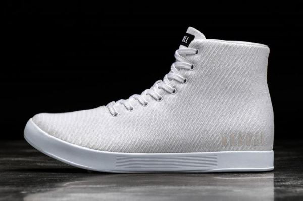 NOBULL MEN'S SHOES HIGH-TOP WHITE CANVAS TRAINER
