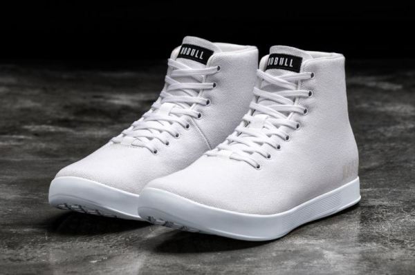 NOBULL MEN'S SHOES HIGH-TOP WHITE CANVAS TRAINER