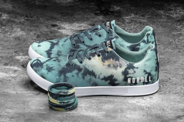 NOBULL WOMEN'S SHOES TEAL TIE-DYE CANVAS TRAINER