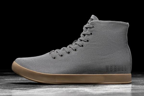 NOBULL WOMEN'S SHOES HIGH-TOP DARK GREY GUM CANVAS TRAINER