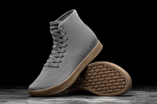 NOBULL WOMEN'S SHOES HIGH-TOP DARK GREY GUM CANVAS TRAINER