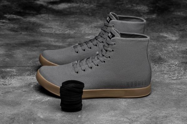 NOBULL WOMEN'S SHOES HIGH-TOP DARK GREY GUM CANVAS TRAINER