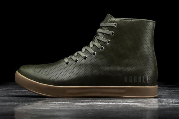 NOBULL WOMEN'S SHOES HIGH-TOP ARMY LEATHER TRAINER