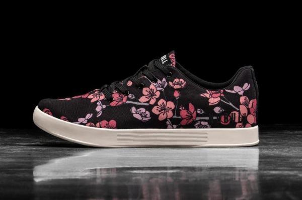 NOBULL WOMEN'S SHOES BLACK CHERRY BLOSSOM CANVAS TRAINER