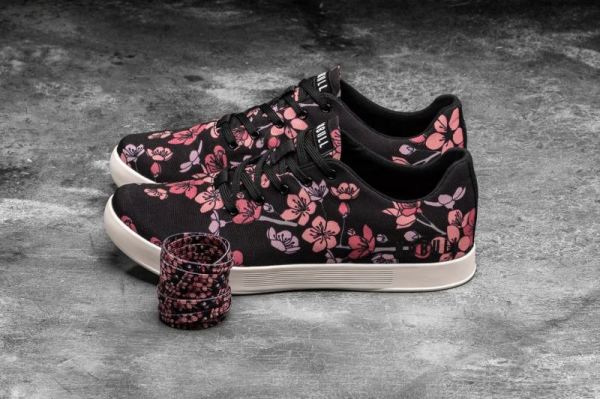 NOBULL WOMEN'S SHOES BLACK CHERRY BLOSSOM CANVAS TRAINER