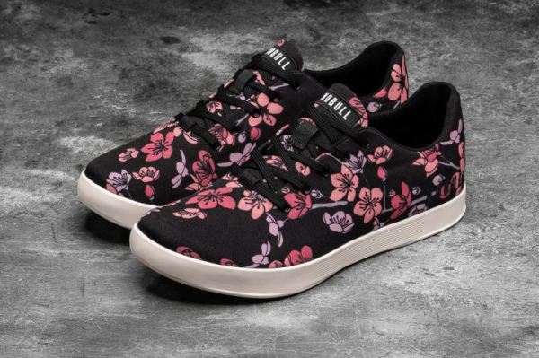 NOBULL WOMEN'S SHOES BLACK CHERRY BLOSSOM CANVAS TRAINER