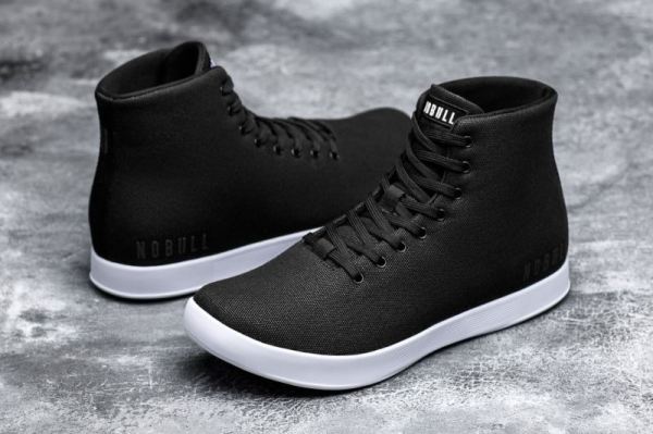 NOBULL MEN'S SHOES HIGH-TOP BLACK WHITE CANVAS TRAINER