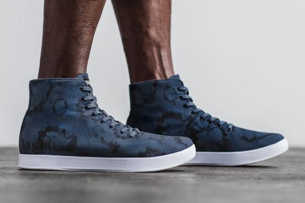 NOBULL MEN'S SHOES HIGH-TOP NAVY TIE-DYE CANVAS TRAINER