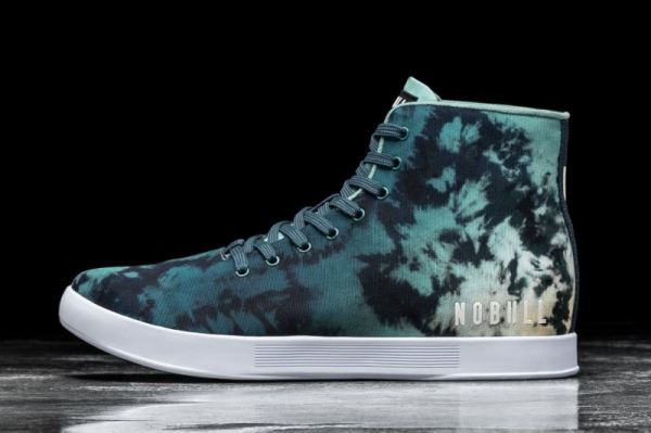 NOBULL WOMEN'S SHOES HIGH-TOP TEAL TIE-DYE CANVAS TRAINER