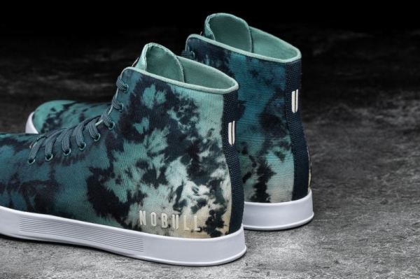 NOBULL WOMEN'S SHOES HIGH-TOP TEAL TIE-DYE CANVAS TRAINER