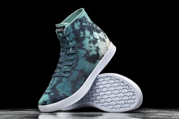 NOBULL WOMEN'S SHOES HIGH-TOP TEAL TIE-DYE CANVAS TRAINER