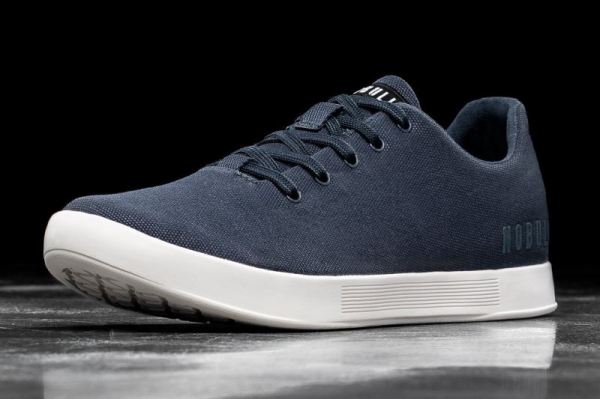 NOBULL MEN'S SHOES NAVY IVORY CANVAS TRAINER