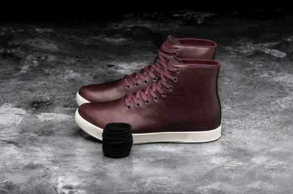 NOBULL WOMEN'S SHOES HIGH-TOP BURGUNDY LEATHER TRAINER