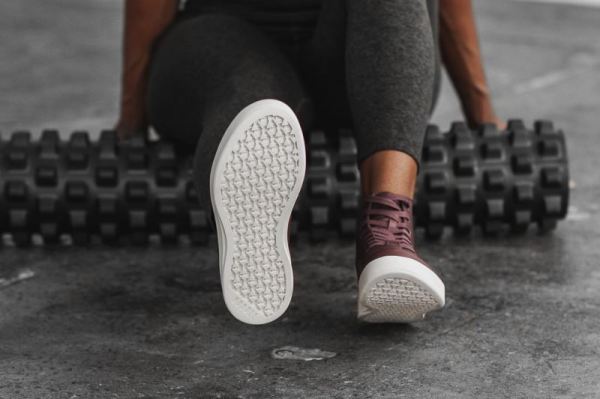 NOBULL WOMEN'S SHOES HIGH-TOP BURGUNDY LEATHER TRAINER