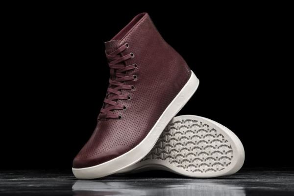 NOBULL WOMEN'S SHOES HIGH-TOP BURGUNDY LEATHER TRAINER