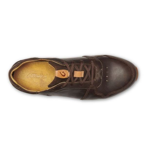 Olukai Men's Huaka'i Li Leather Sneakers - Dark Wood