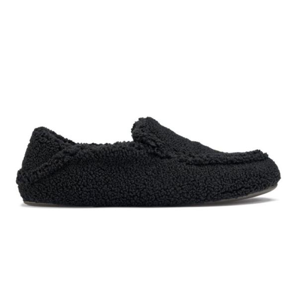 Olukai Women's Nohea Heu Slipper Fuzzy Slippers - Black