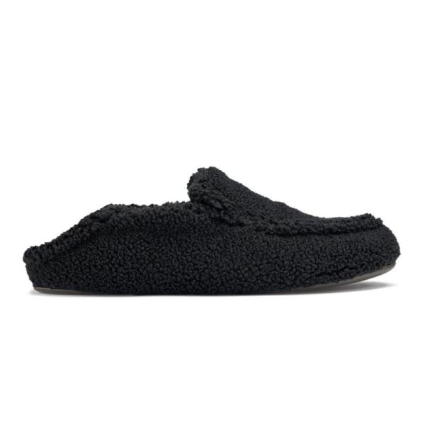 Olukai Women's Nohea Heu Slipper Fuzzy Slippers - Black