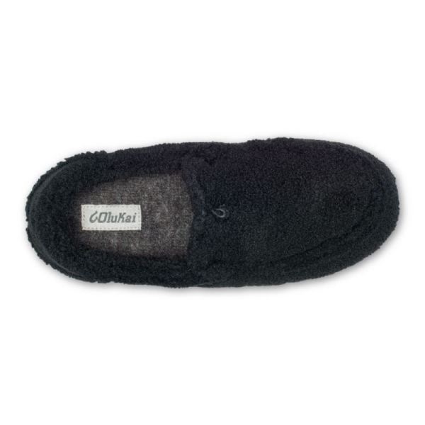 Olukai Women's Nohea Heu Slipper Fuzzy Slippers - Black